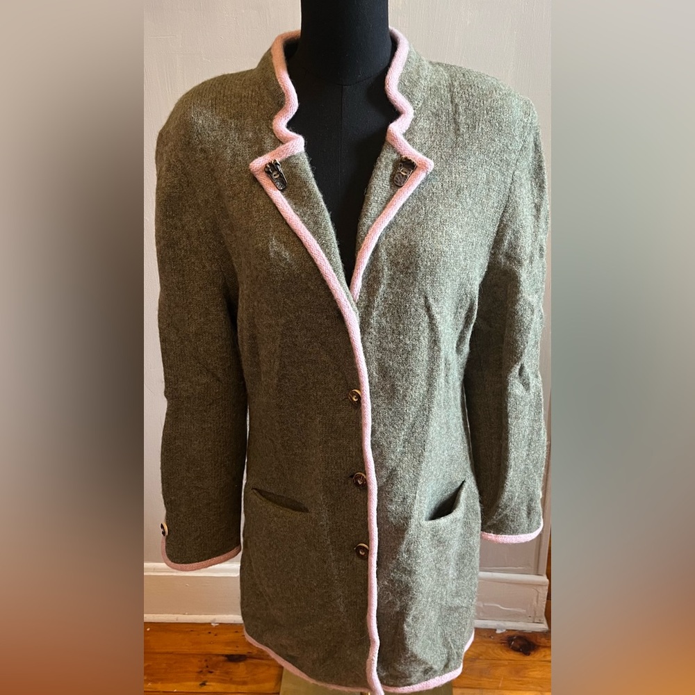 Mirabell Salzburg 100% New Merino Wool Jacket Made In Austria Grey/Pink Size S